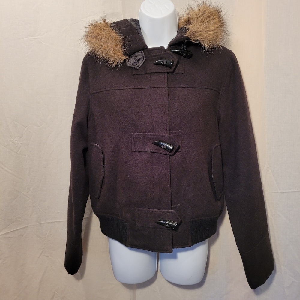 H2j Black Hooded Peacoat